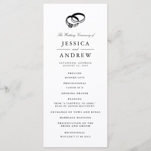 Trouwbanden | Huwelijksceremonie programma Programmakaart (Voorkant)