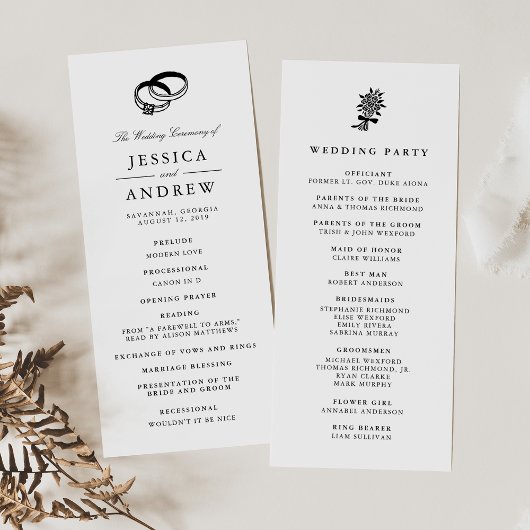 Trouwbanden | Huwelijksceremonie programma Programmakaart