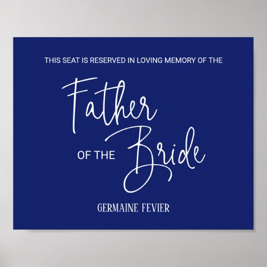 Trouwbank Zittijd voor Vader van de Bruid Herdenki Poster (Voorkant)