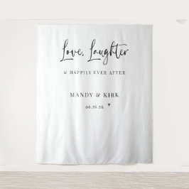 Trouwbanner 'Liefde, Lachen & Gelukkig Tot Het Ein Wandkleed