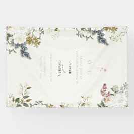 Trouwbanner met wilde bloemen botanisch spandoek