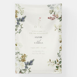 Trouwbanner met wilde bloemen botanisch spandoek