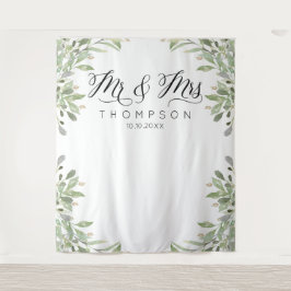 Trouwbanner voor Mr & Mrs Greenery Wandkleed