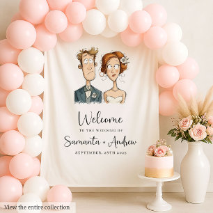 Trouwbanner Waterverf Passen getrouwd Eigenzinnig  Wandkleed