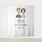 Trouwbanner Waterverf Passen getrouwd Eigenzinnig  Wandkleed (Voorkant)