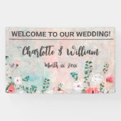 Trouwbanner Waterverf Wildflowers Spandoek (Horizontaal)