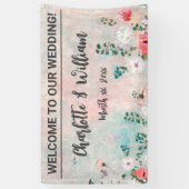 Trouwbanner Waterverf Wildflowers Spandoek (Verticaal)