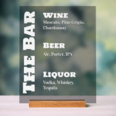 Trouwbar Bord - Aangepaste Acryl Drankdisplay (Neutraal)
