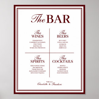 Trouwbar Bord Sjabloon, Modern Drankmenu Poster
