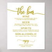 Trouwbar Menu Bord Rustic Chic Calligrafie Goud Poster (Voorkant)