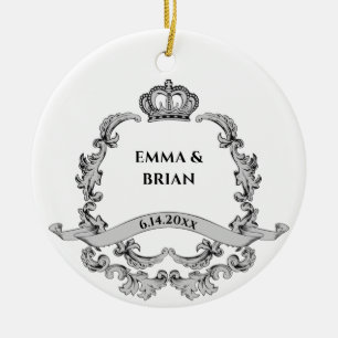 Trouwbare met vintage Koninklijke Kroon Wapen Pasm Keramisch Ornament
