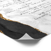 Trouwbarmenu Black Gold Agate Marmer Poster (Hoek)