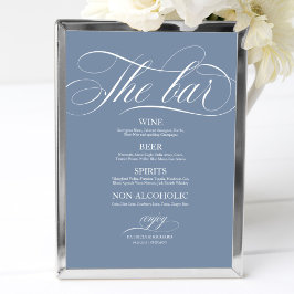 Trouwbarmenu bord chic stoffig blauw poster