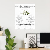 Trouwbarmenu met botanisch groene bladeren poster (Thuiskantoor)