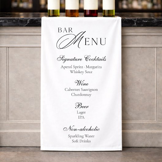 Trouwbarmenu | Modern zwart-wit bord Spandoek