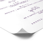 Trouwbarmenu's - Bounce Script (Paars / Pruim) Poster (Hoek)