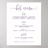 Trouwbarmenu's - Bounce Script (Paars / Pruim) Poster (Voorkant)