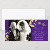 Trouwbedankfotokaart - Paarse gouden textuur Bedankkaart (Voorkant / Achterkant)