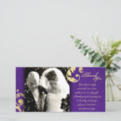 Trouwbedankfotokaart - Paarse gouden textuur Bedankkaart (Staand voorkant)