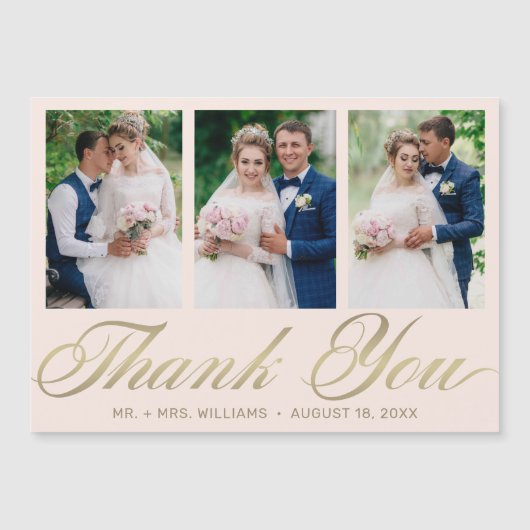 Trouwbedankje 3 Photo Collage Blush Gold (Voorkant)