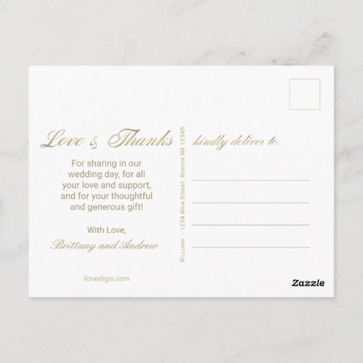 Trouwbedankje 3 Photo Collage Blush Gold Briefkaart (Achterkant)