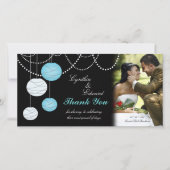 Trouwbedankje Aqua Blue Lanterns Fotokaart Bedankkaart (Voorkant)