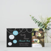 Trouwbedankje Aqua Blue Lanterns Fotokaart Bedankkaart (Staand voorkant)