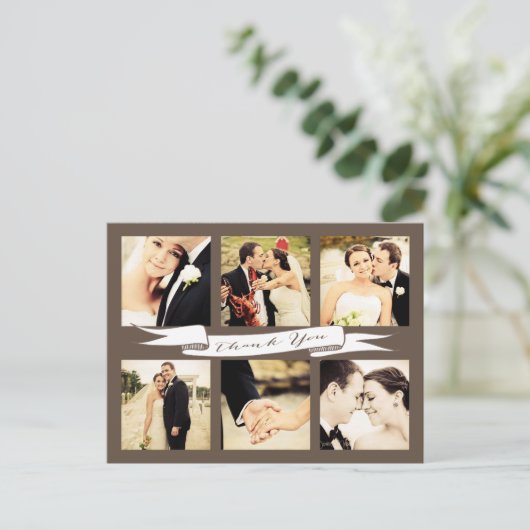 Trouwbedankje Banner Script Typografie Foto Briefkaart (Staand voorkant)