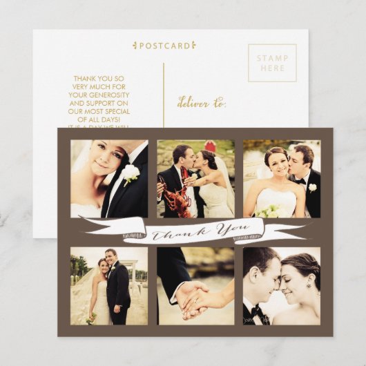 Trouwbedankje Banner Script Typografie Foto Briefkaart (Voorkant / Achterkant)