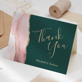Trouwbedankje Blush Gold Agaat Emerald Green Kaart