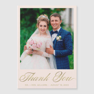 Trouwbedankje Blush Pink Gold Script Magneet