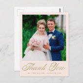 Trouwbedankje Blush Pink Photo Gold Script Briefkaart (Voorkant / Achterkant)