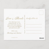Trouwbedankje Blush Pink Photo Gold Script Briefkaart (Achterkant)
