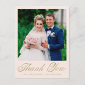 Trouwbedankje Blush Pink Photo Gold Script Briefkaart (Voorkant)