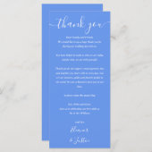 Trouwbedankje Cornflower Blue Place Card Menu (Voorkant / Achterkant)