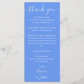 Trouwbedankje Cornflower Blue Place Card Menu (Voorkant)