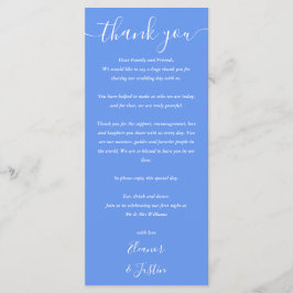 Trouwbedankje Cornflower Blue Place Card Menu