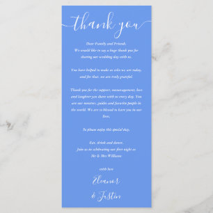 Trouwbedankje Cornflower Blue Place Card Menu