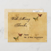 Trouwbedankje  Damask Beige Butterfly Briefkaart (Voorkant / Achterkant)