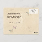Trouwbedankje  Damask Beige Butterfly Briefkaart (Achterkant)