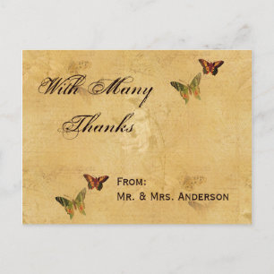 Trouwbedankje Damask Beige Butterfly Briefkaart