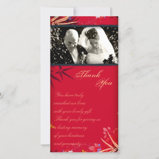 Trouwbedankje Fotokaart  Bamboe Bladeren Bedankkaart (Voorkant)