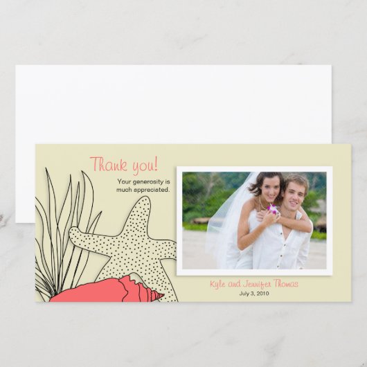 Trouwbedankje Fotokaart - Strandthema Bedankkaart (Voorkant / Achterkant)