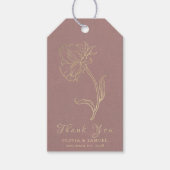 Trouwbedankje Gold Flower Dusty Roos Script Cadeaulabel (Voorkant)