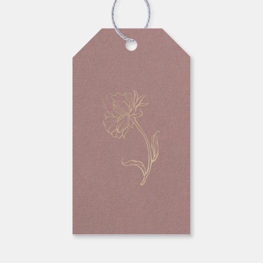 Trouwbedankje Gold Flower Dusty Roos Script Cadeaulabel (Achterkant)
