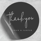 Trouwbedankje handgeschreven zwart ronde sticker