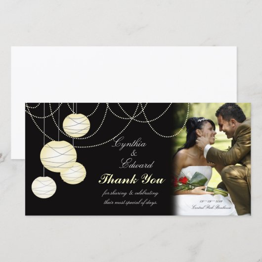 Trouwbedankje Ivoren ronde lantaarns Fotokaart Bedankkaart (Voorkant / Achterkant)