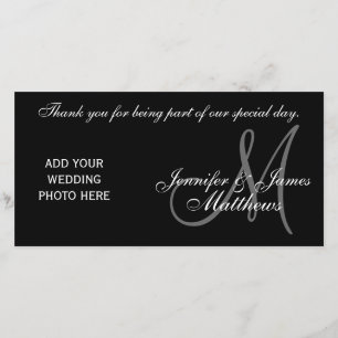 Trouwbedankje Monogram en bericht PhotoCard Bedankkaart