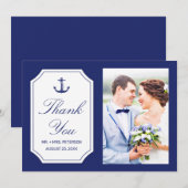 Trouwbedankje Nautisch Anker Blauwe Fotokaart Bedankkaart (Voorkant / Achterkant)