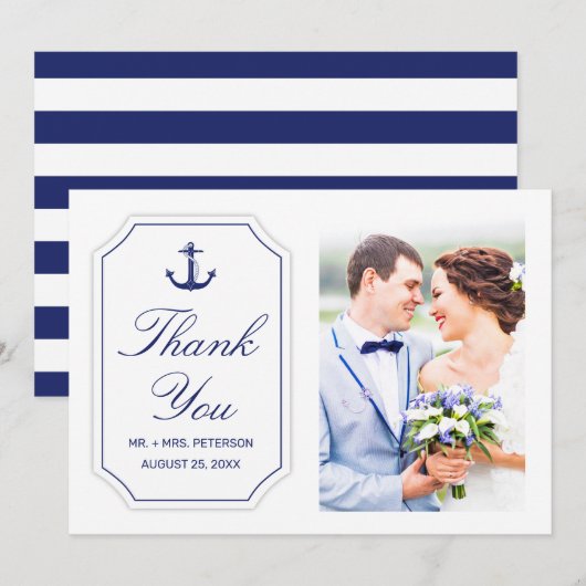 Trouwbedankje Nautisch Anker Witte Fotokaart Bedankkaart (Voorkant / Achterkant)